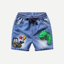 Shein Boys Cartoon Embroidery Drawstring Waist Pants