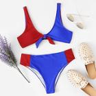 Shein Two Tone Color Tie Front Bikini Set