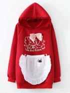 Shein Bow Decor Christmas Hoodie With Detachable Apron