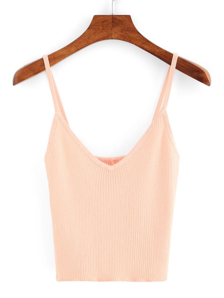 Shein V-neck Ribbed Crop Cami Top