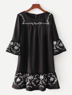 Shein Flounce Trim Embroidery Dress