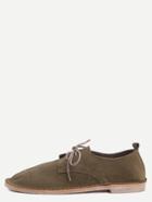 Shein Green Leather Lace Up Flats