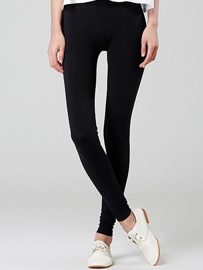 Shein Elastic Waist Slim Black Leggings
