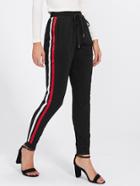 Shein Satin Ribbon Sideseam Skinny Sweatpants