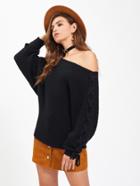 Shein Lace Up Dolman Sleeve Jumper