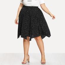 Shein Plus Polka Dot Print Hanky Hem Skirt