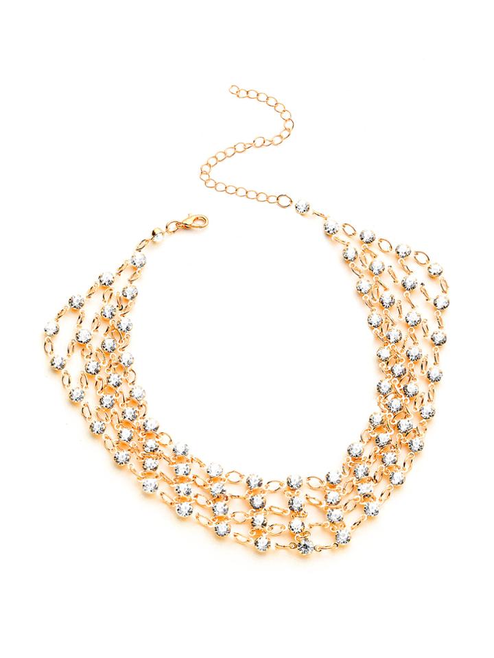Shein Rhinestone Embellished Layered Chain Choker