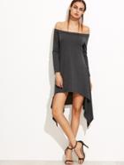Shein Heather Grey Off The Shoulder Asymmetric Dress