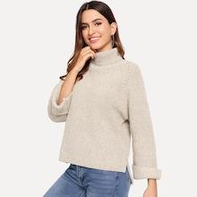 Shein High Neck Dip Hem Jumper