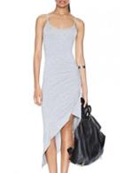 Rosewe Laconic Off The Shoulder High Low Dress Grey