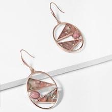 Shein Marble Pattern Triangle Hoop Drop Earrings