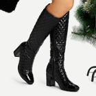 Shein Quilted Cap Toe Heeled Boots
