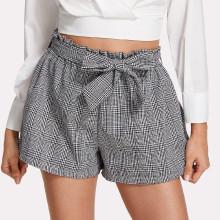 Shein Belted Glen Plaid Shorts