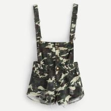 Shein Raw Hem Camo Denim Overalls