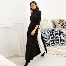 Shein Split Side High Neck Maxi Tee