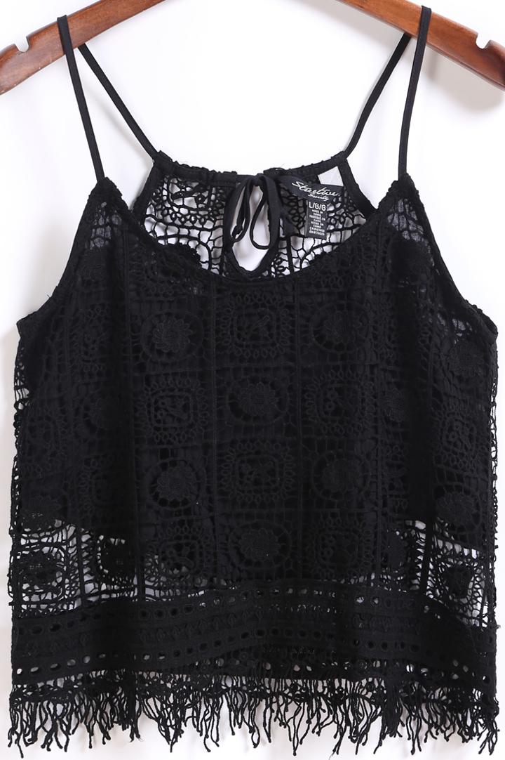 Shein Black Spaghetti Strap Lace Cami Top