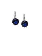 Shein Silver Plated Blue Rhinestone Arc Earrings