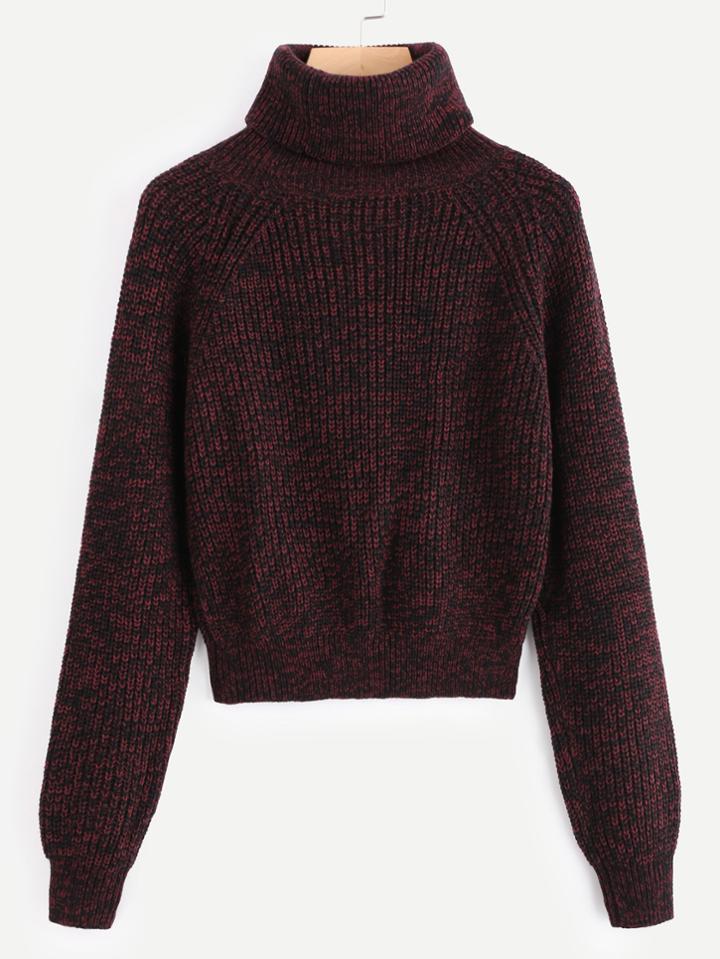 Shein Rolled Neck Longline Sleeve Sweater