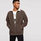 Shein Men Contrast Collar Button Up Teddy Jacket