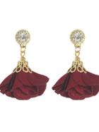 Shein Red Women Jewelry Flower Drop Earrings