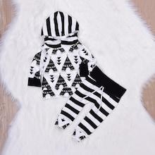 Shein Toddler Boy Geometric Print Hooded Top With Striped Pants