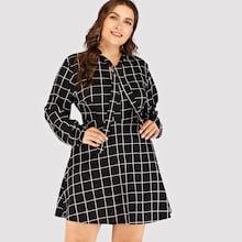 Shein Plus Plaid Knot Dress