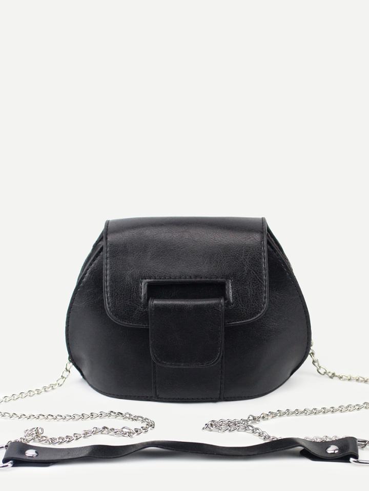 Shein Black Cutout Fold Over Strap Closure Crossbody Bag