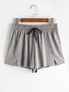 Shein Heather Grey Double Slit Front Drawstring Shorts