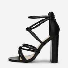 Shein Strappy Design Back Zipper Heeled Sandals