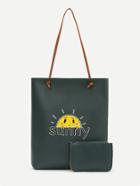 Shein Sunny Print Tote Bag With Wallet