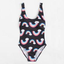 Shein Rainbow Print Low Back Swimsuit