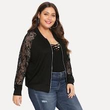 Shein Plus Contrast Lace Solid Jacket