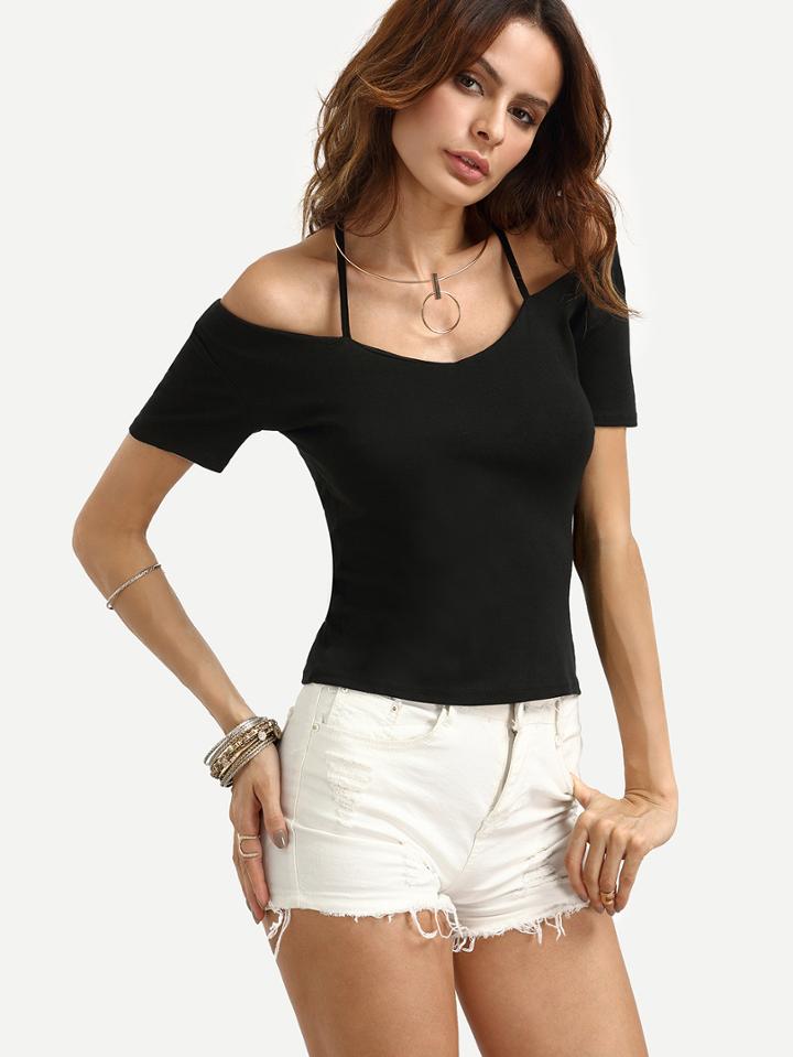 Shein Off The Shoulder Criss Cross T-shirt