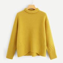 Shein Plus Rolled Neck Dip Hem Solid Jumper