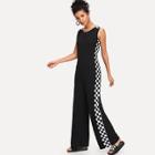 Shein Gingham Panel Side Jumpsuit