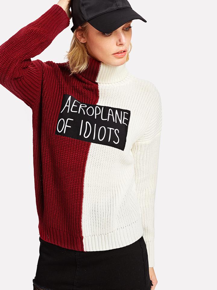 Shein Two Tone Patch Detail Jumper