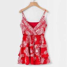 Shein Geo Print Tiered Ruffle Cami Top