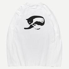 Shein Men Gesture & Cat Print Tee