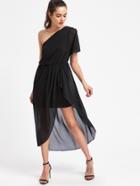 Shein Oblique Shoulder Split Side Asymmetrical Dress