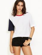 Shein Color Block Sleeve Contrast Trim Neck T-shirt