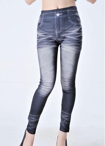Rosewe Vogue Imitation Denim Middle Waist Leggings For Girls