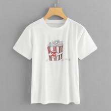 Shein Popcorn Print Tee