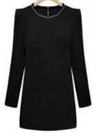 Rosewe Vogue Solid Black Round Neck Black Sheath Dress