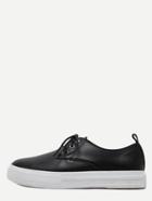 Shein Black Round Toe Pebbled Lace Up Sneakers