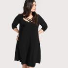 Shein Plus Criss Cross Front Quarter Sleeve Dress