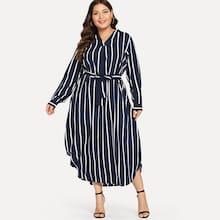 Shein Plus Self Tie Striped Dress