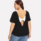 Shein Plus Bow Decoration Open Back T-shirt