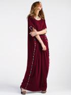 Shein Pom-pom Trim Full Length Kaftan Dress