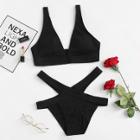 Shein V-plunge Plain Bikini Set