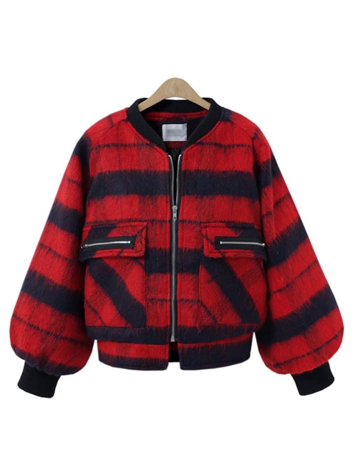 Shein Check Plaid Dual Pocket Coat